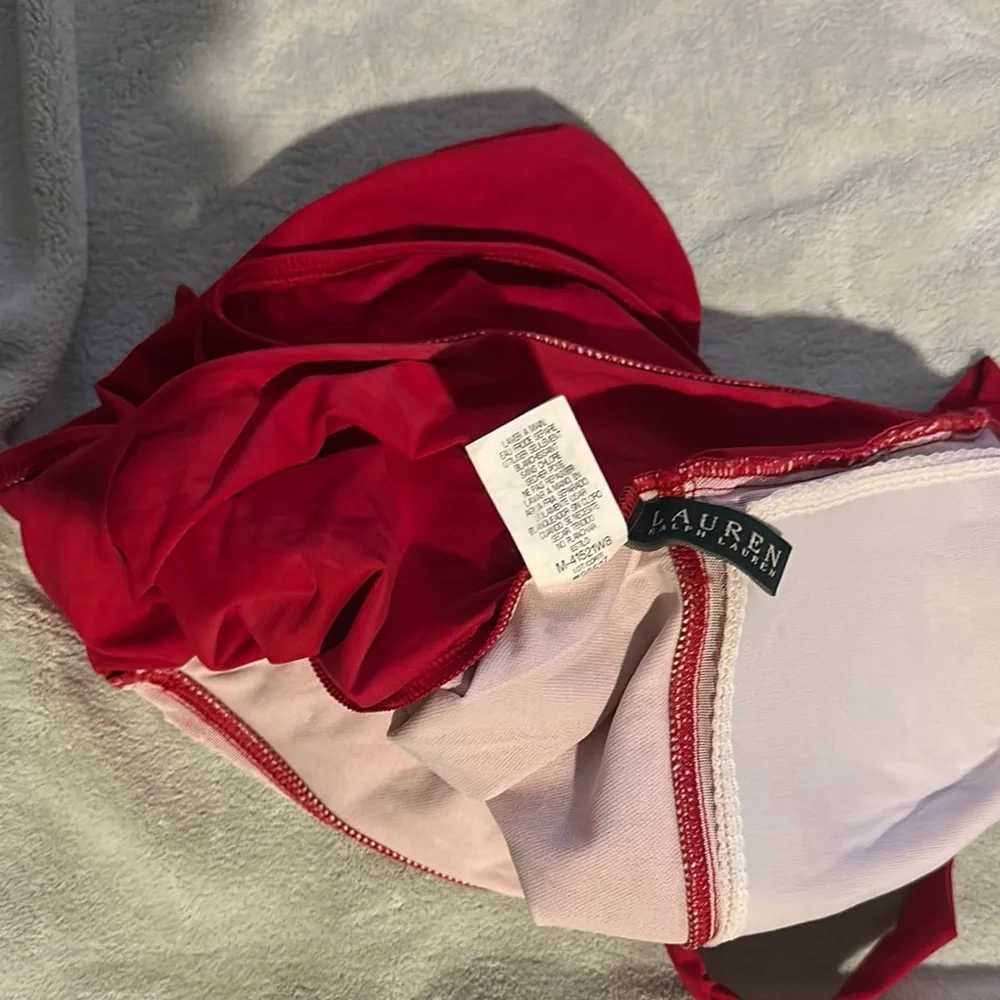 Lauren Ralph Lauren Red Sweetheart One Piece Halter Swimsuit